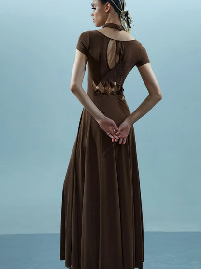 V-neck Ethereal Threads Beaded Cutout Dress