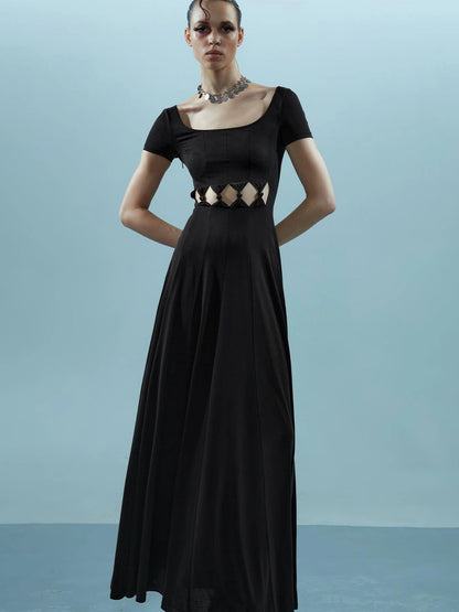 V-neck Ethereal Threads Beaded Cutout Dress