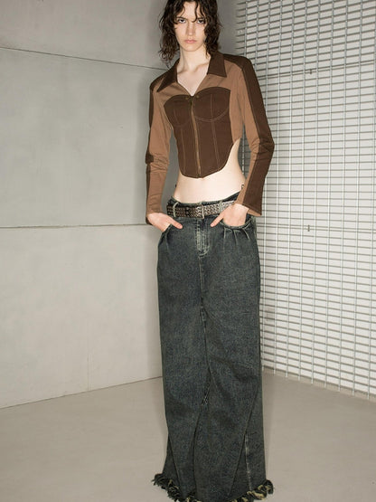 UpdateNN NORTH NODE Vintage Autumn Winter Patchwork Short Fitted Shirt