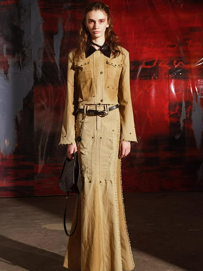 UpdateNN NORTH NODE Vintage Denim Set With Tailored Jacket And Mermaid Skirt