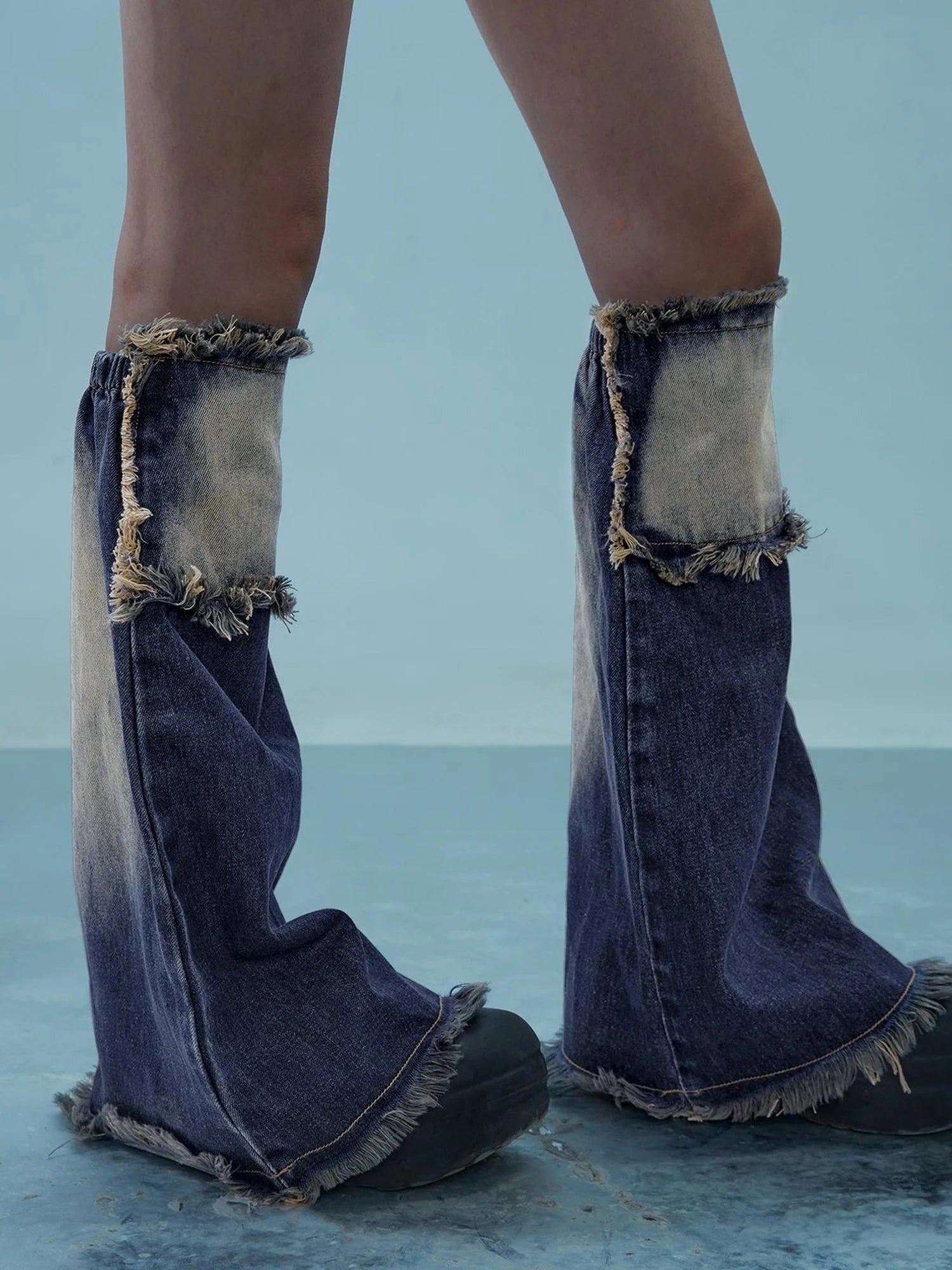 Vintage Frayed Denim Shorts Washed Indigo