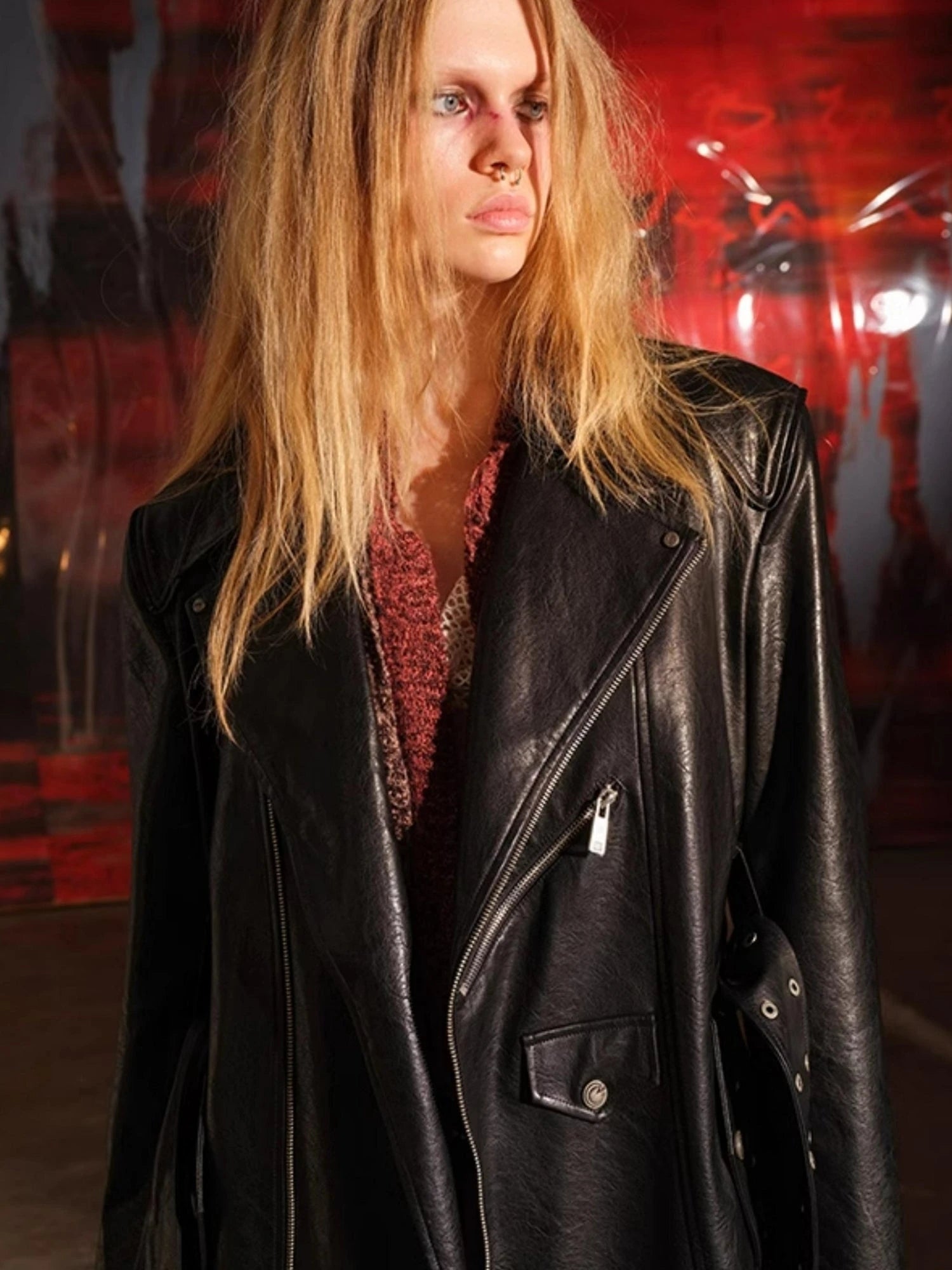 Vintage Patchwork Biker Coat