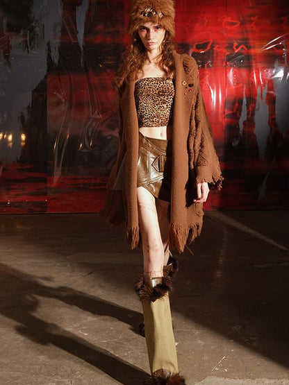 NN NORTH NODE Vintage Patchwork Hooded Cardigan Coat