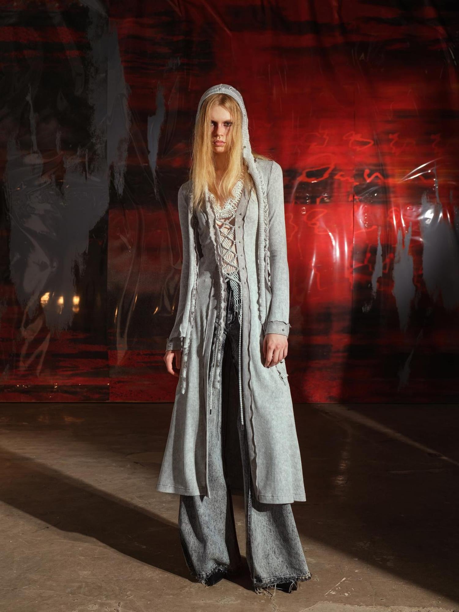 UpdateNN NORTH NODE Vintage Patchwork Knit Duster Coat