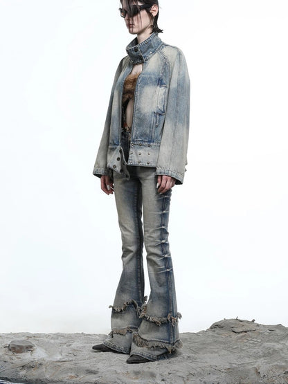 Vintage Wash Priestess Hooded Denim Jacket