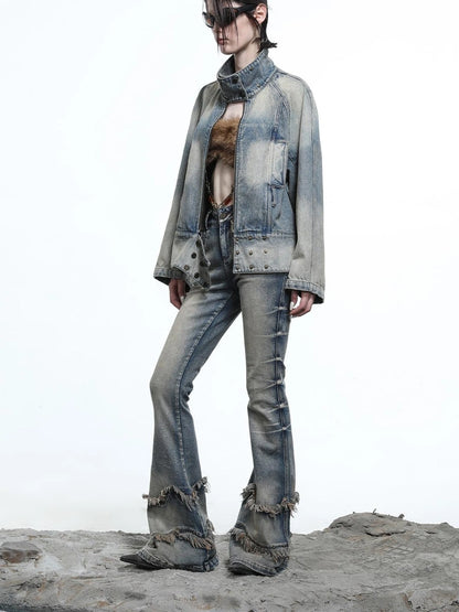 Vintage Wash Priestess Hooded Denim Jacket
