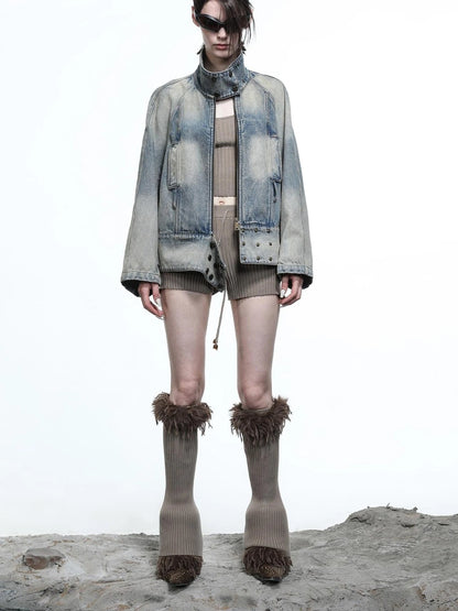 Vintage Wash Priestess Hooded Denim Jacket