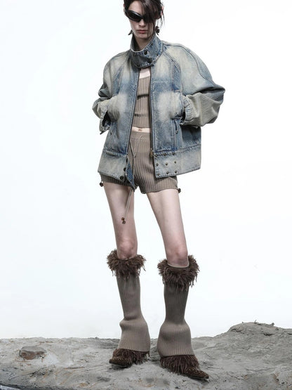 Vintage Wash Priestess Hooded Denim Jacket