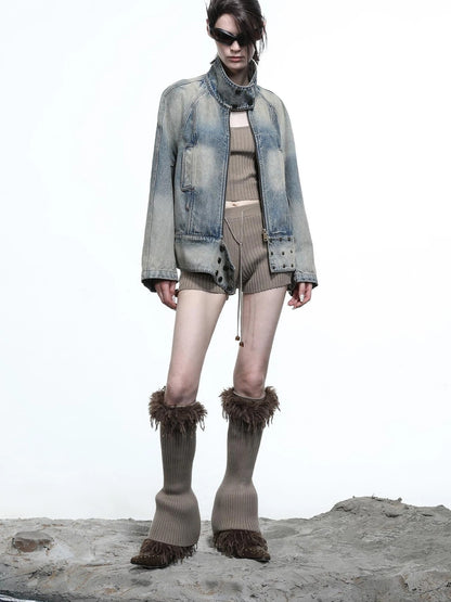 Vintage Wash Priestess Hooded Denim Jacket