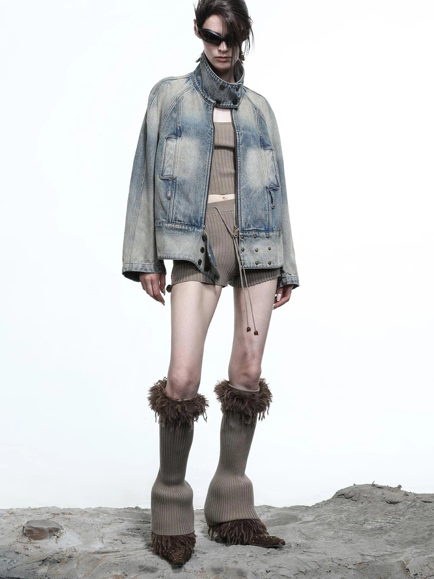 Vintage Wash Priestess Hooded Denim Jacket