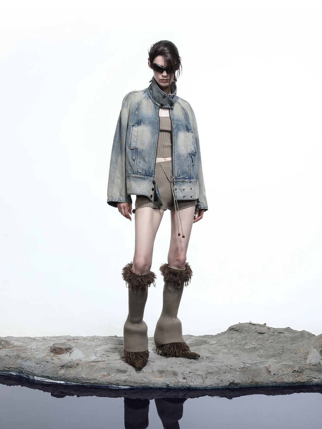 Vintage Wash Priestess Hooded Denim Jacket