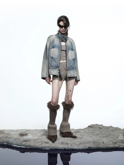 Vintage Wash Priestess Hooded Denim Jacket