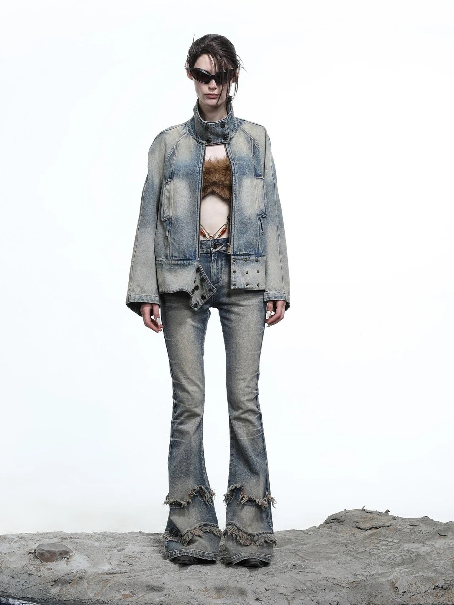 Vintage Wash Priestess Hooded Denim Jacket