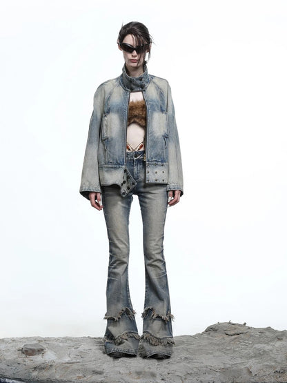 Vintage Wash Priestess Hooded Denim Jacket