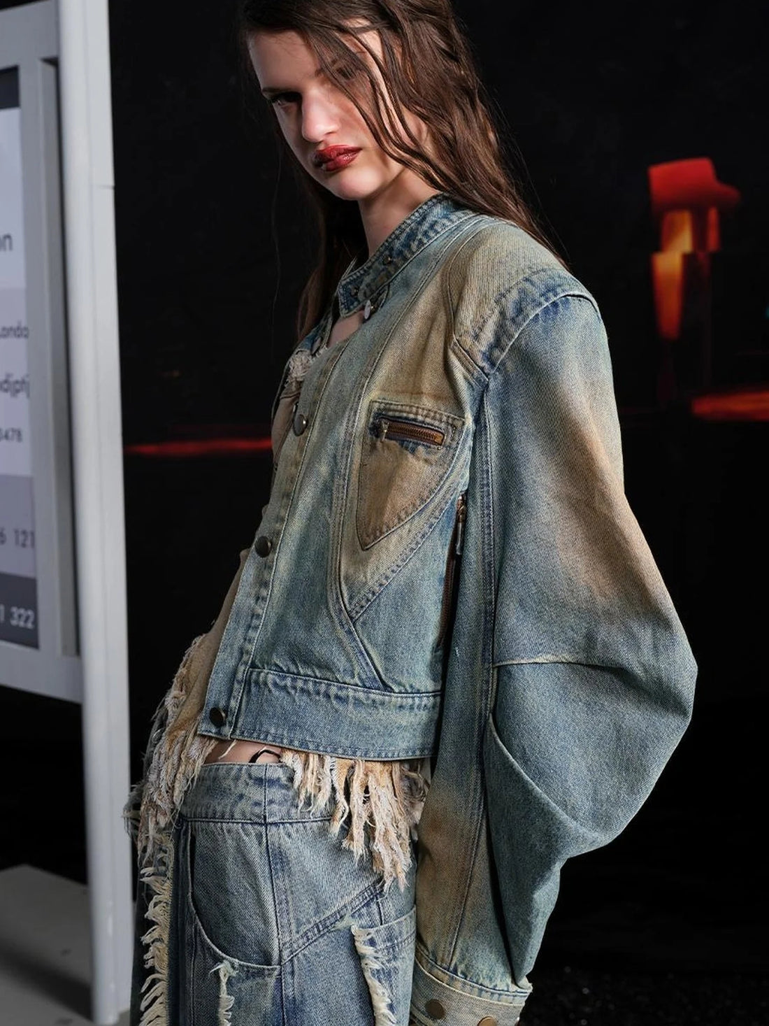 Vintage Washed Distressed Cowboy Denim Jacket