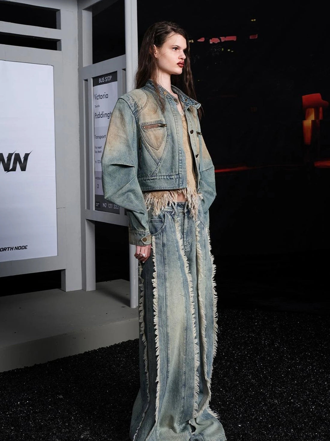 Vintage Washed Distressed Cowboy Denim Jacket