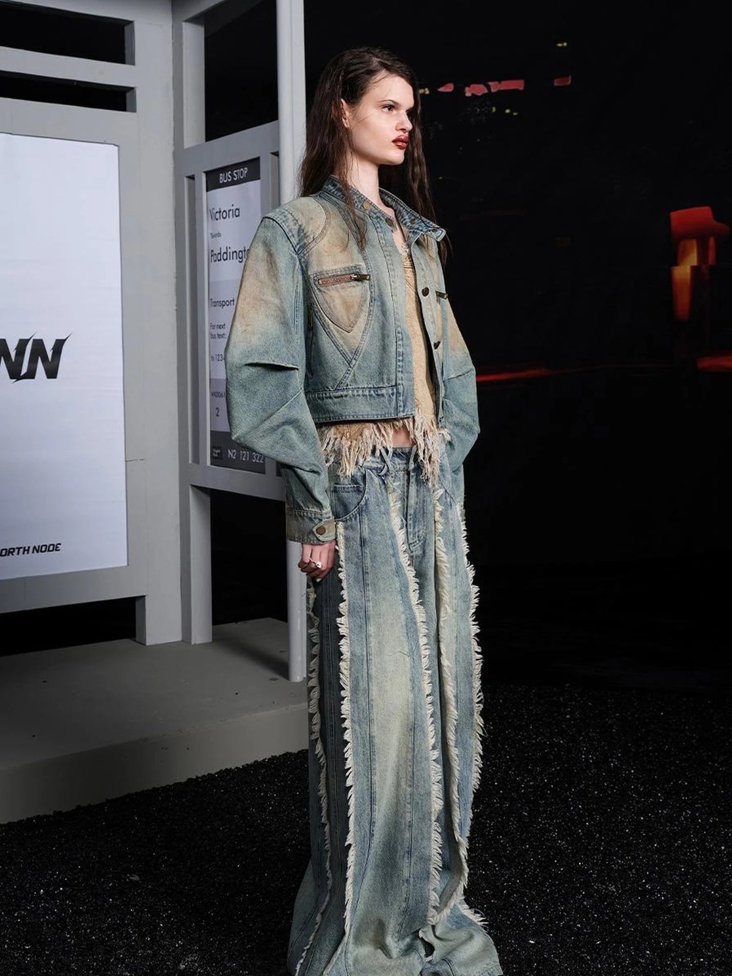 Vintage Washed Distressed Cowboy Denim Jacket
