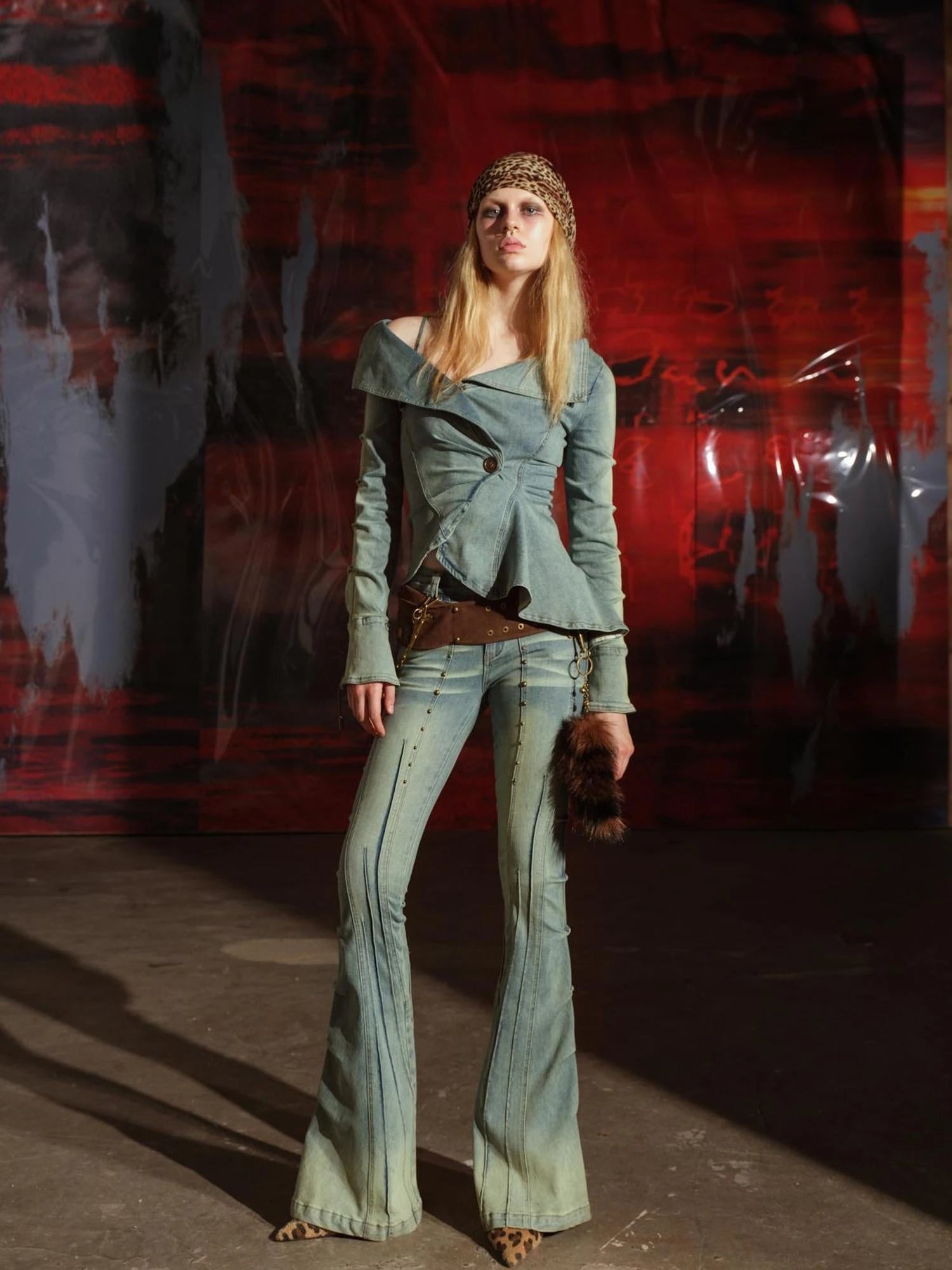 Vintage Washed Stretch Denim Shirt