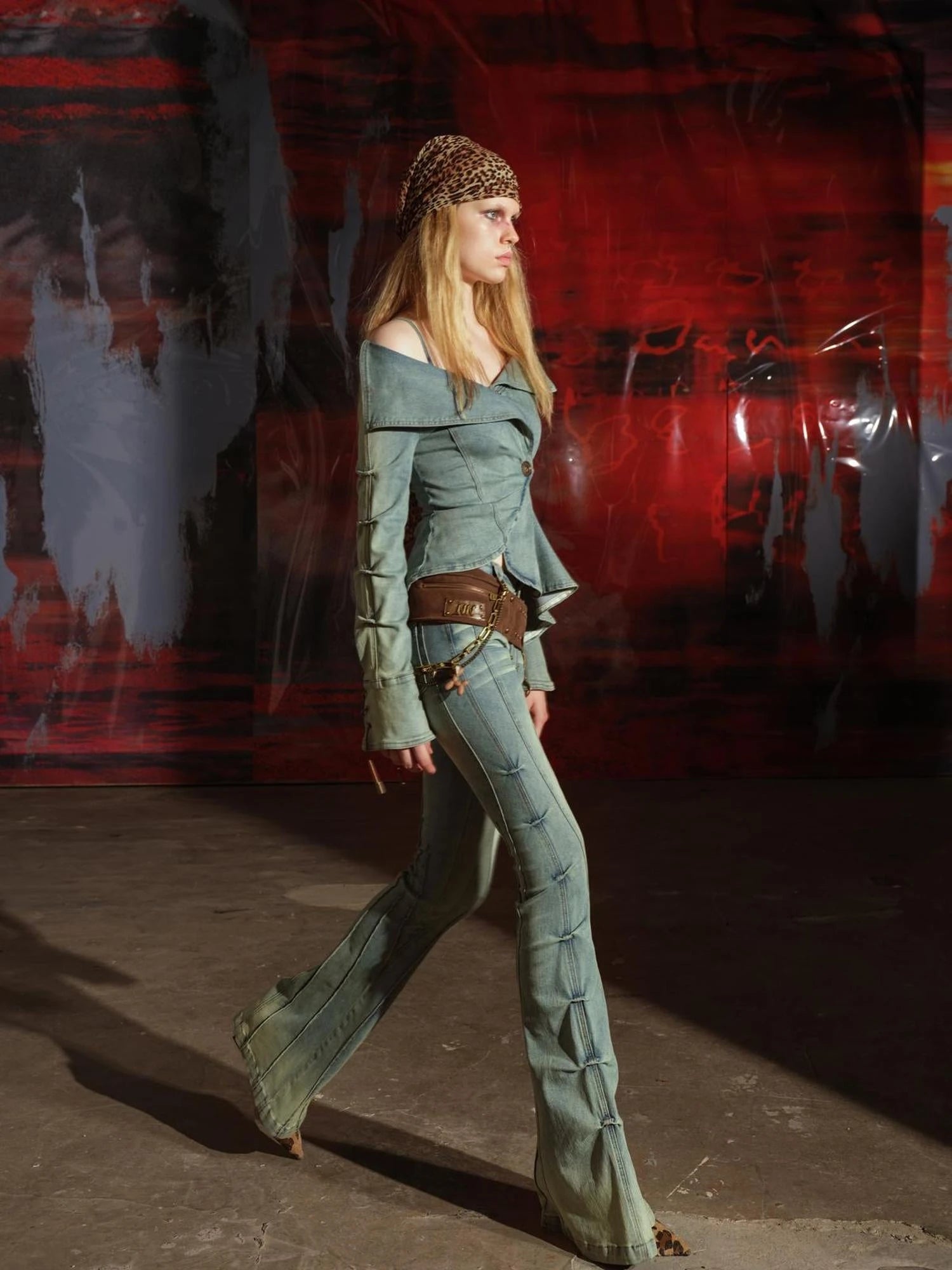 Vintage Washed Stretch Denim Shirt