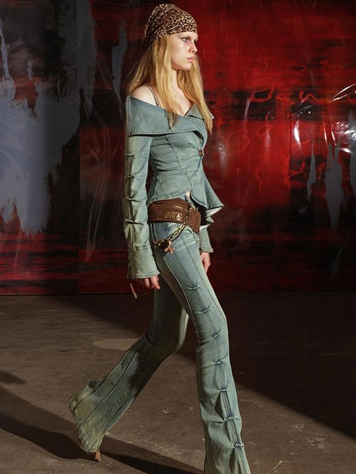 Vintage Washed Stretch Denim Shirt