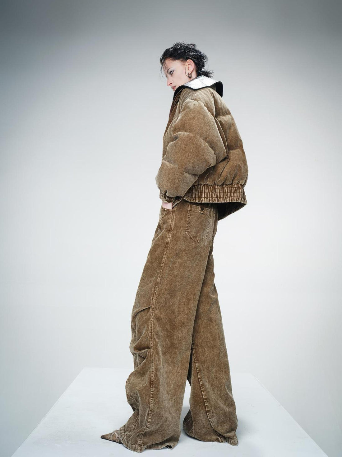 UpdateNN NORTH NODE Washed Cord Duck Down Short Coat With Detachable Collar