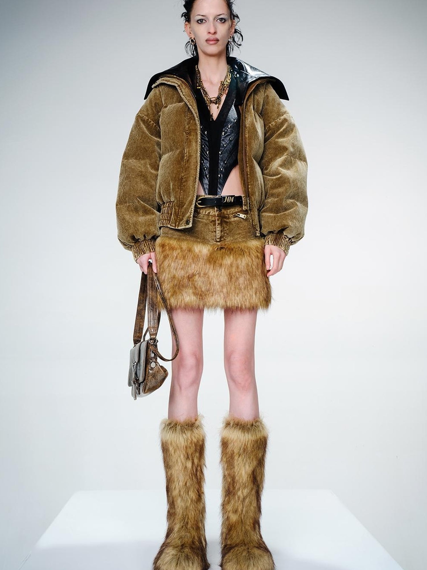 UpdateNN NORTH NODE Washed Cord Duck Down Short Coat With Detachable Collar