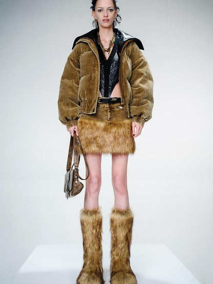 UpdateNN NORTH NODE Washed Cord Duck Down Short Coat With Detachable Collar