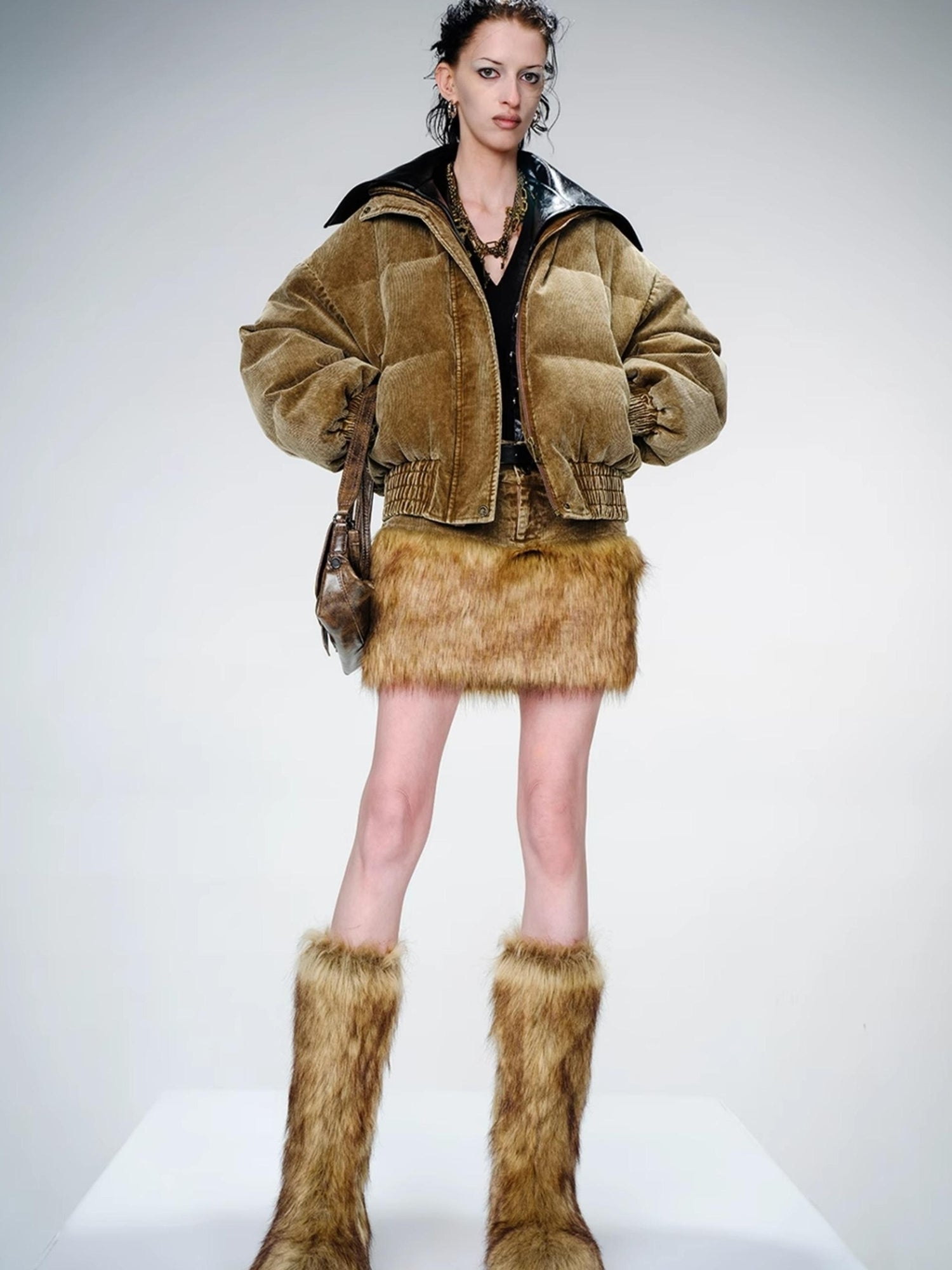 UpdateNN NORTH NODE Washed Cord Duck Down Short Coat With Detachable Collar