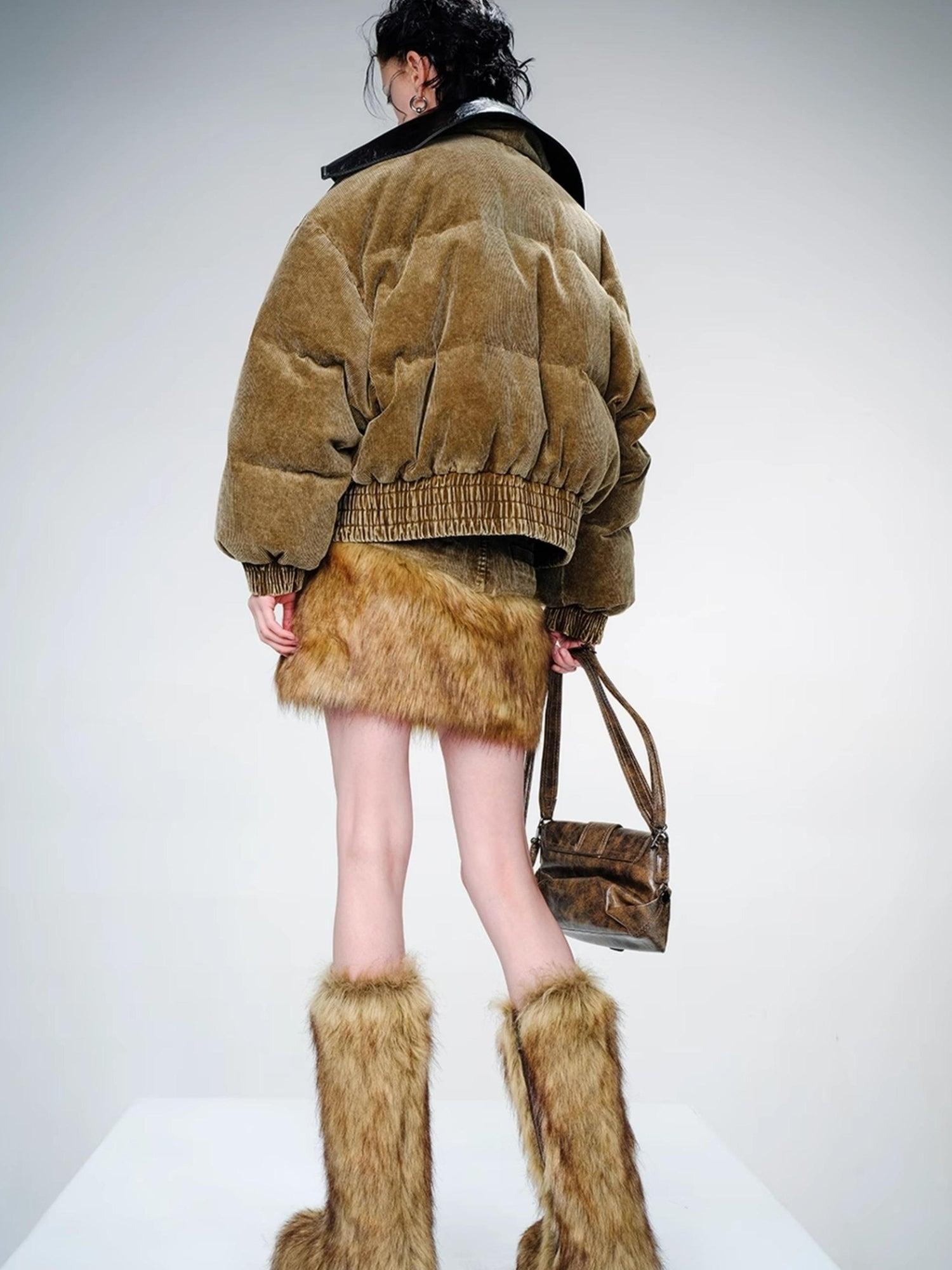 UpdateNN NORTH NODE Washed Cord Duck Down Short Coat With Detachable Collar