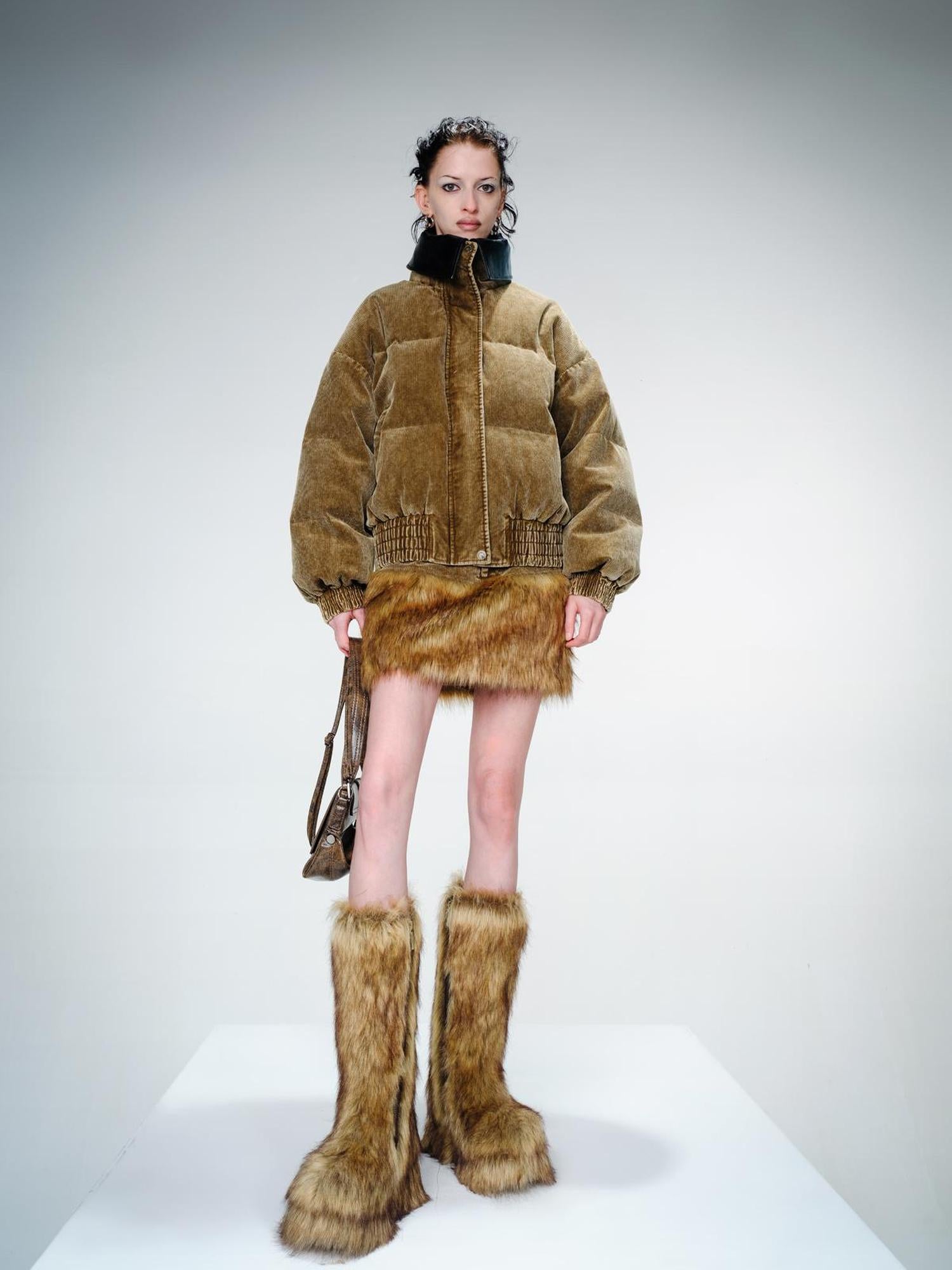UpdateNN NORTH NODE Washed Cord Duck Down Short Coat With Detachable Collar