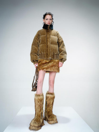 UpdateNN NORTH NODE Washed Cord Duck Down Short Coat With Detachable Collar