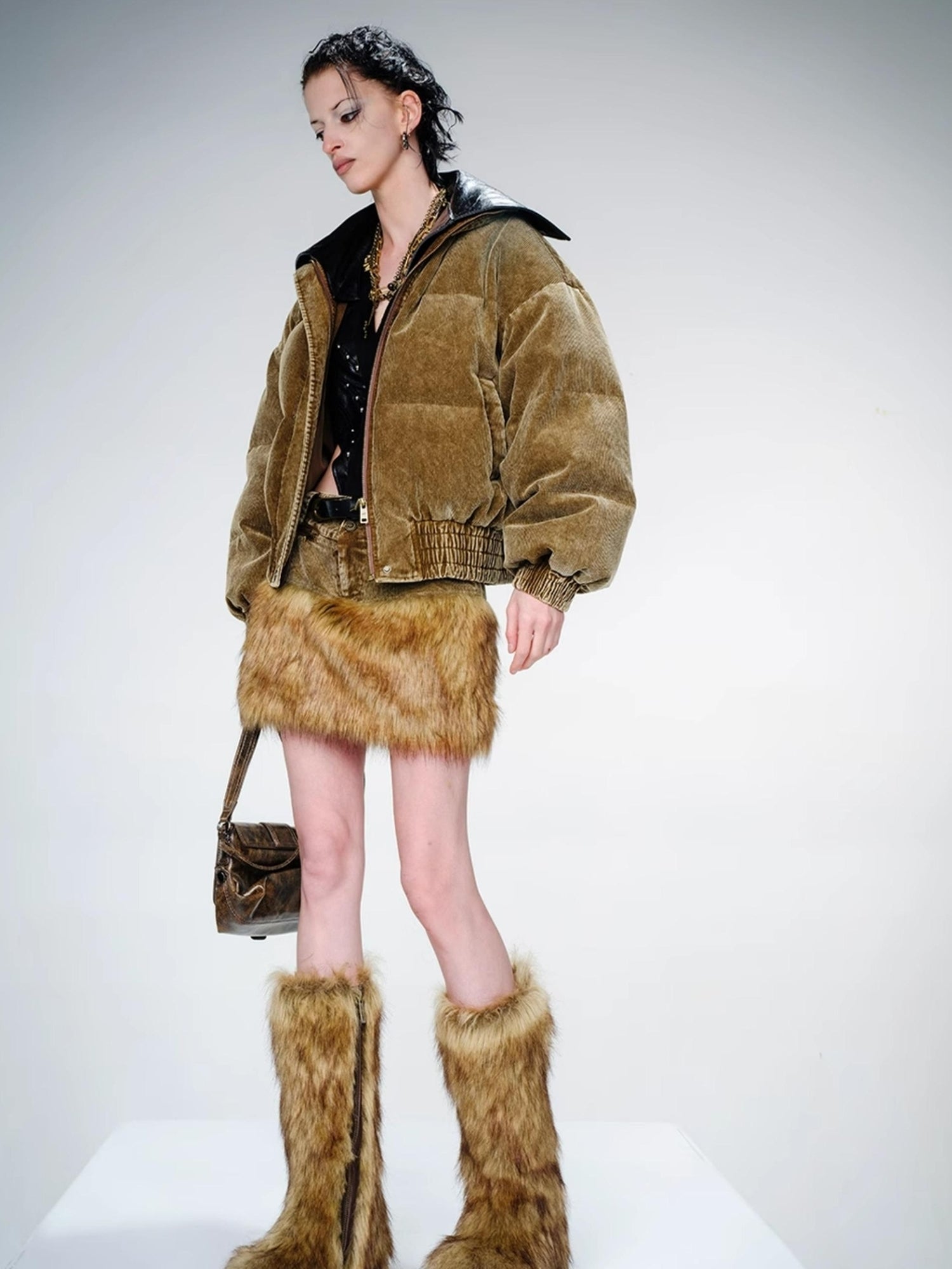 UpdateNN NORTH NODE Washed Cord Duck Down Short Coat With Detachable Collar