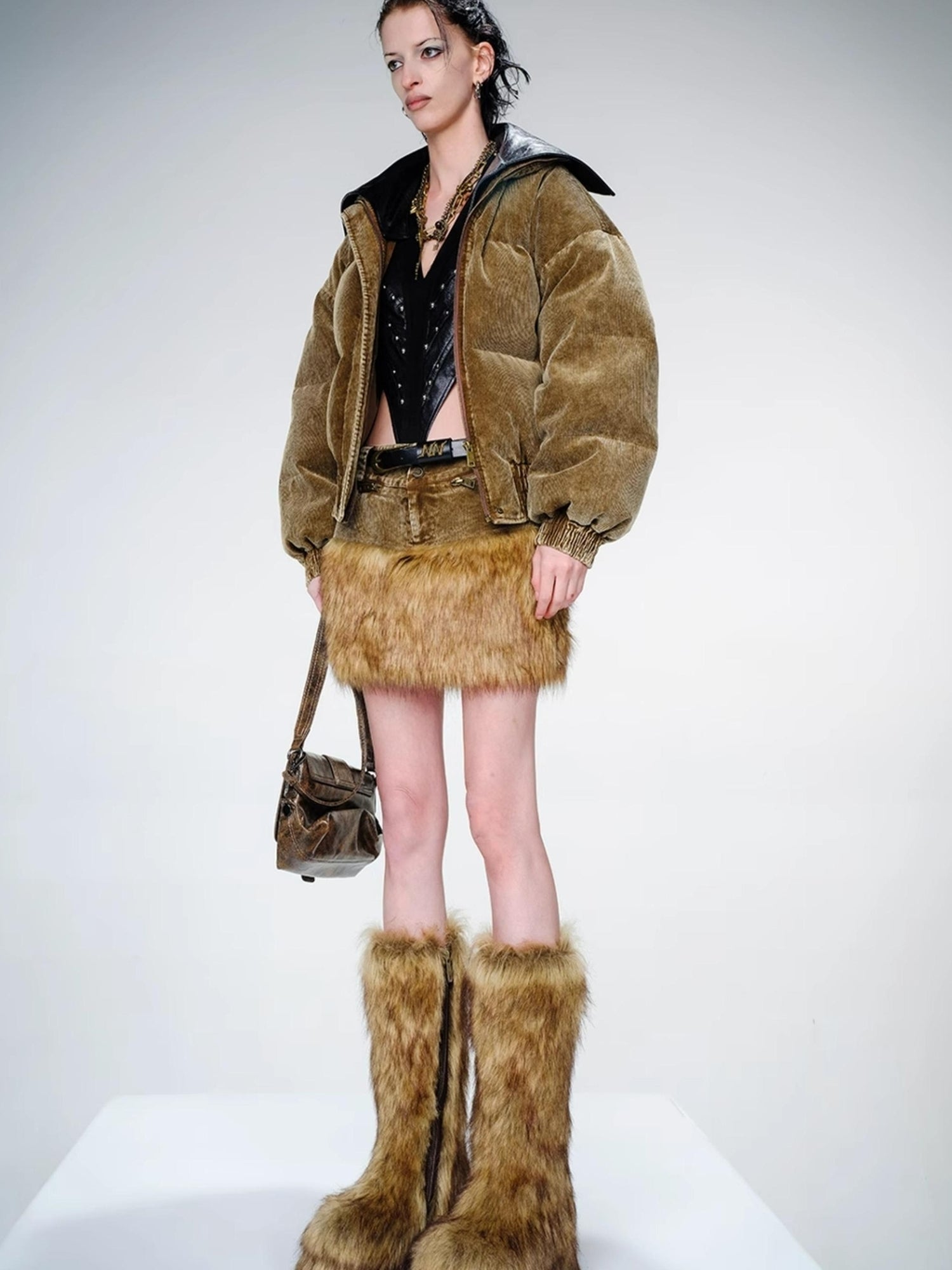 UpdateNN NORTH NODE Washed Cord Duck Down Short Coat With Detachable Collar