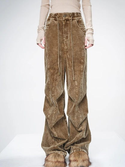 NN NORTH NODE Washed Cord Parachute Trousers With Dropped Crotch
