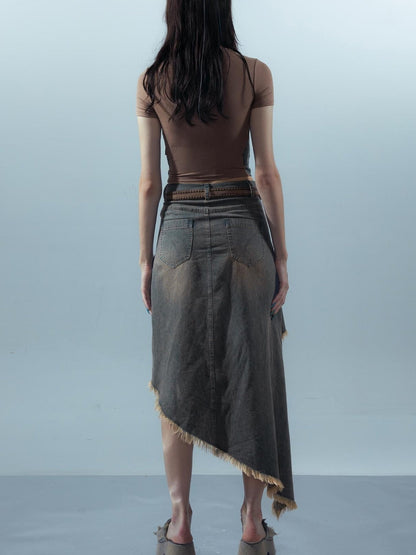 UpdateNN NORTH NODE Washed Denim Cut Out Cropped Tee
