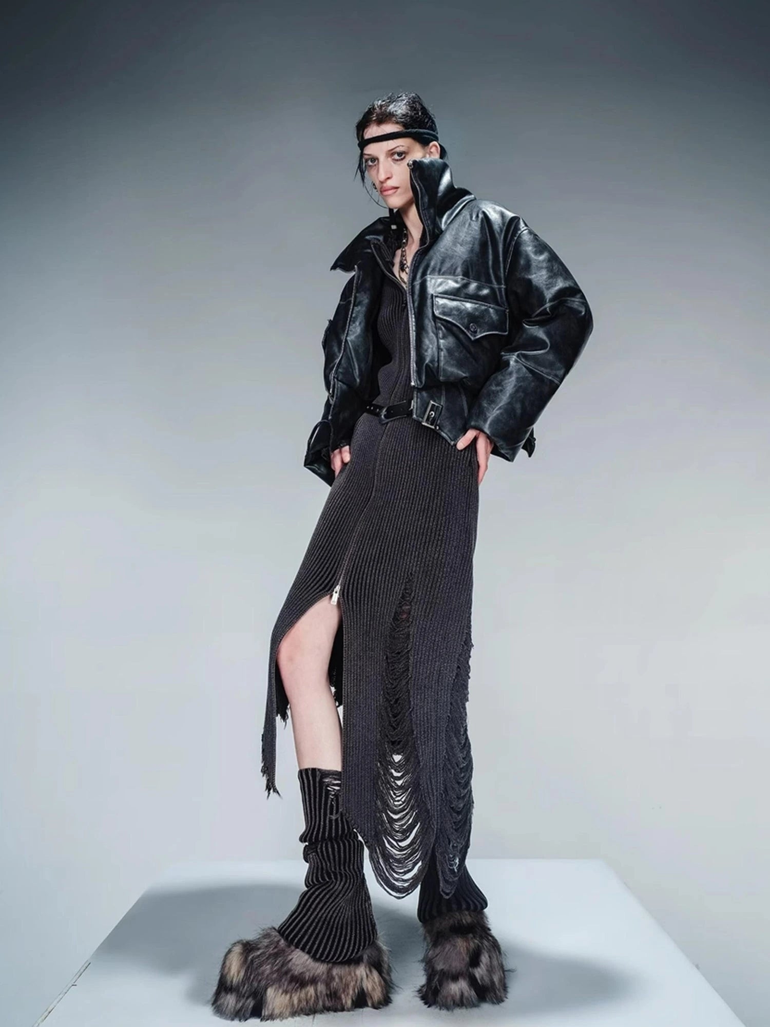 Washed Leather Down Jacket With 90 Percent White Duck Feather Fill