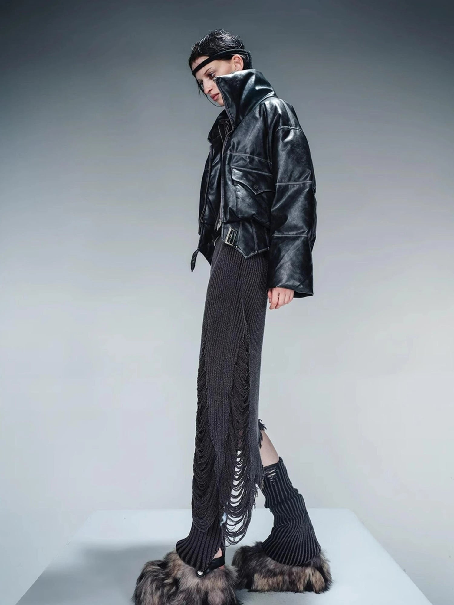 Washed Leather Down Jacket With 90 Percent White Duck Feather Fill