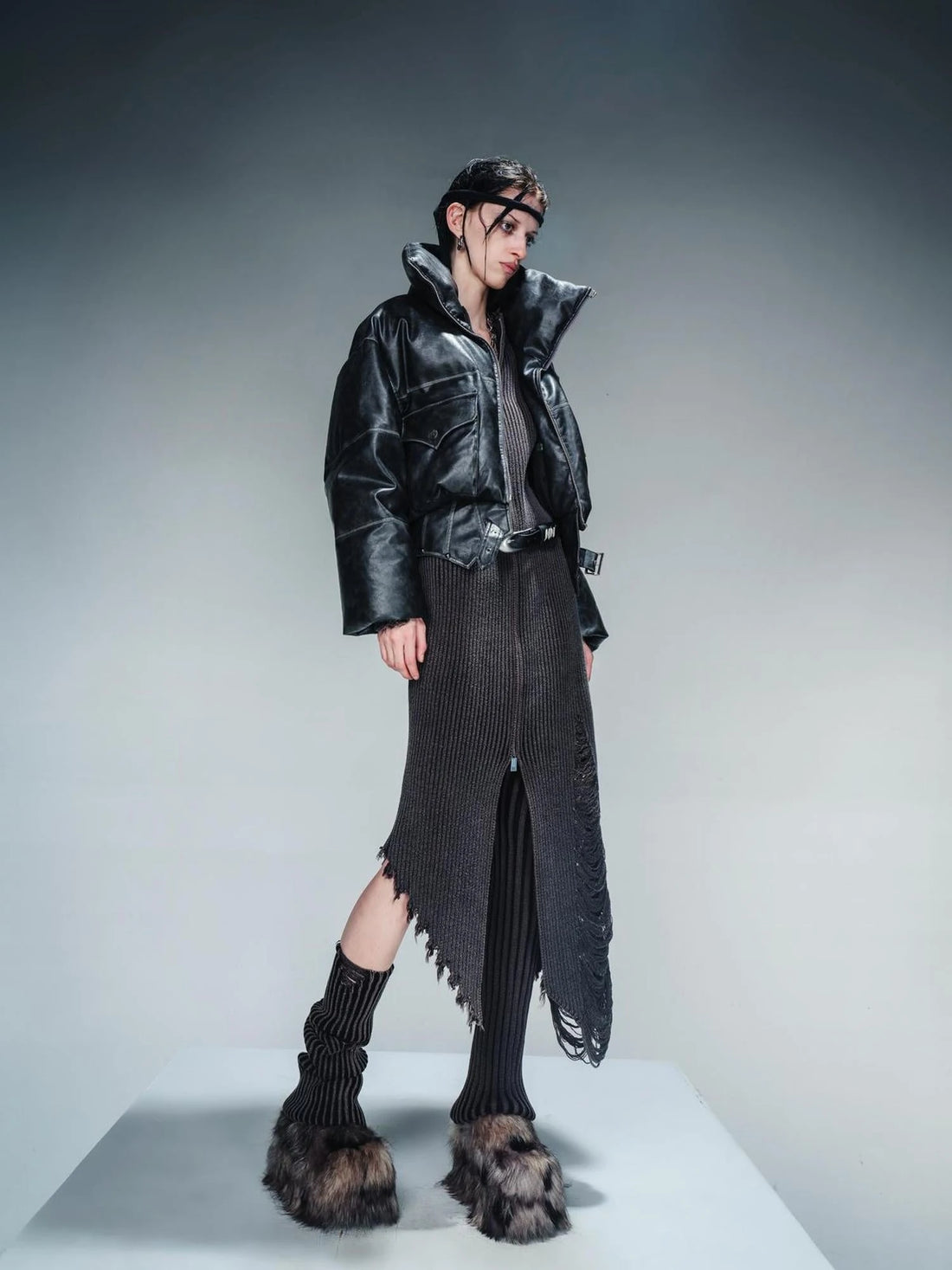 Washed Leather Down Jacket With 90 Percent White Duck Feather Fill