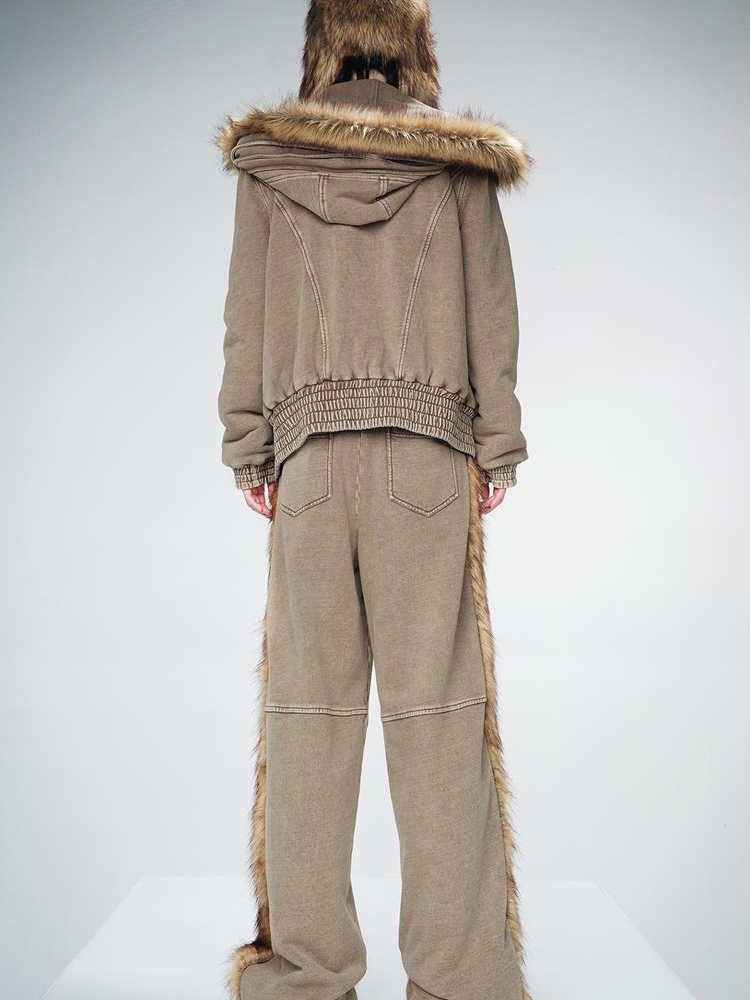 UpdateNN NORTH NODE Washed Raw Hem Straight Leg Elastic Waist Pants