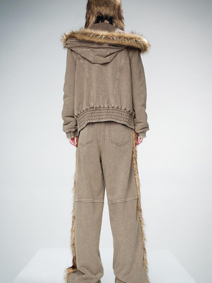UpdateNN NORTH NODE Washed Raw Hem Straight Leg Elastic Waist Pants