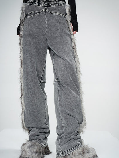 UpdateNN NORTH NODE Washed Raw Hem Straight Leg Elastic Waist Pants