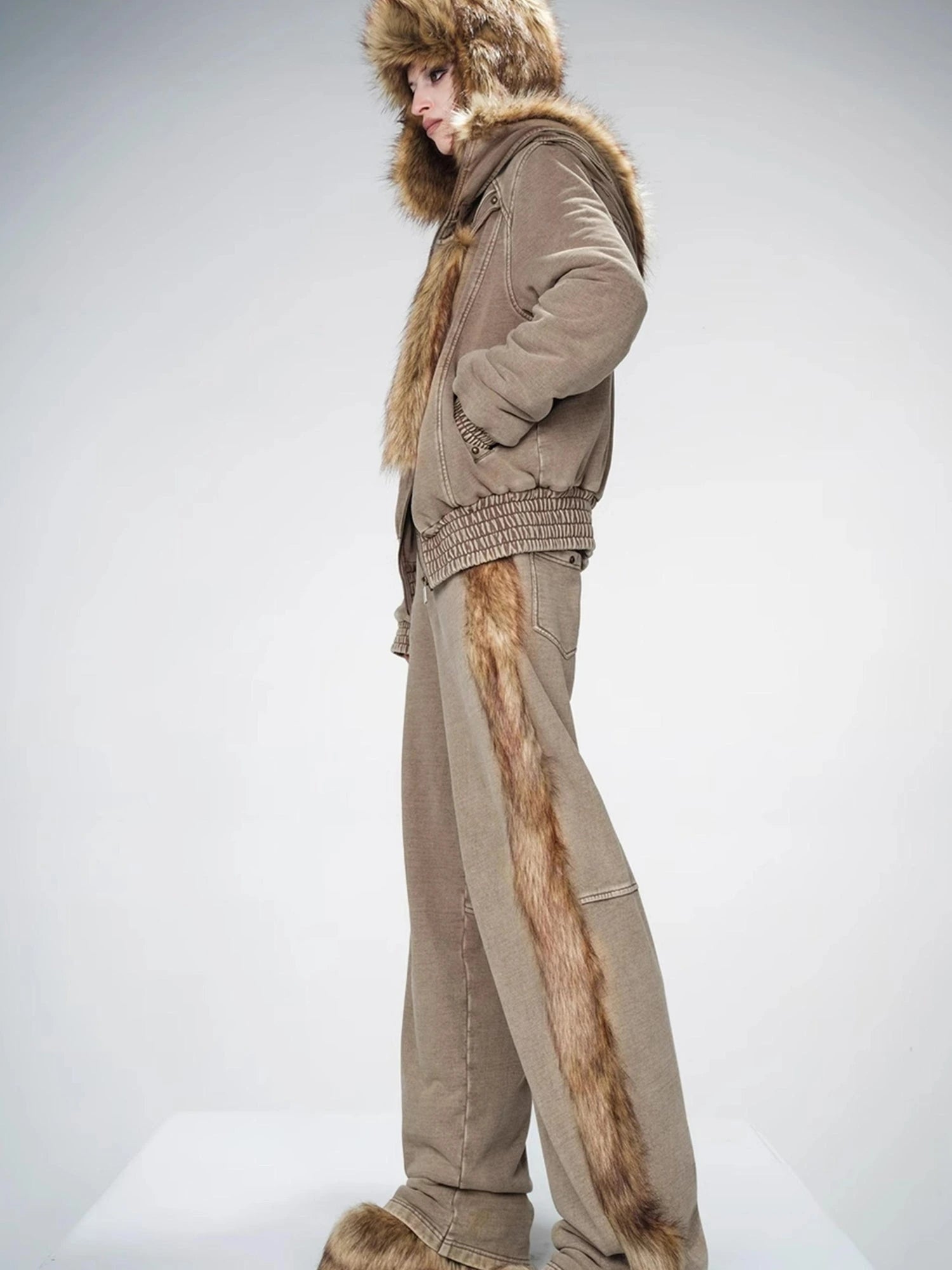 Washed Raw Hem Straight Leg Elastic Waist Pants