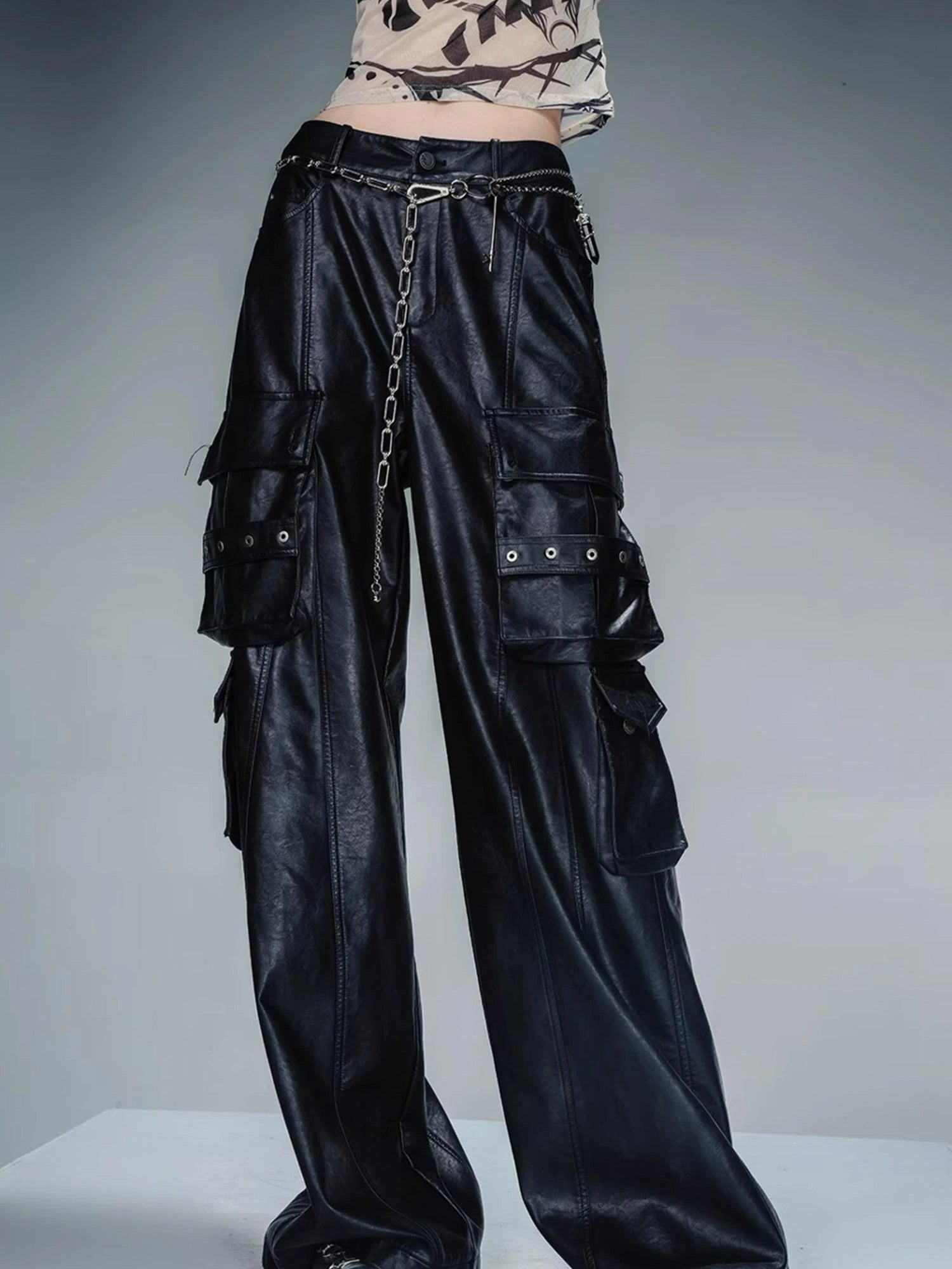 Wild Ambition Wide Leg Leather Trousers