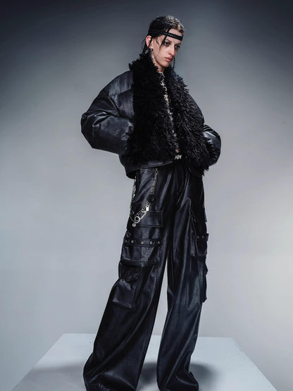 NN NORTH NODE Wild Ambition Wide Leg Leather Trousers