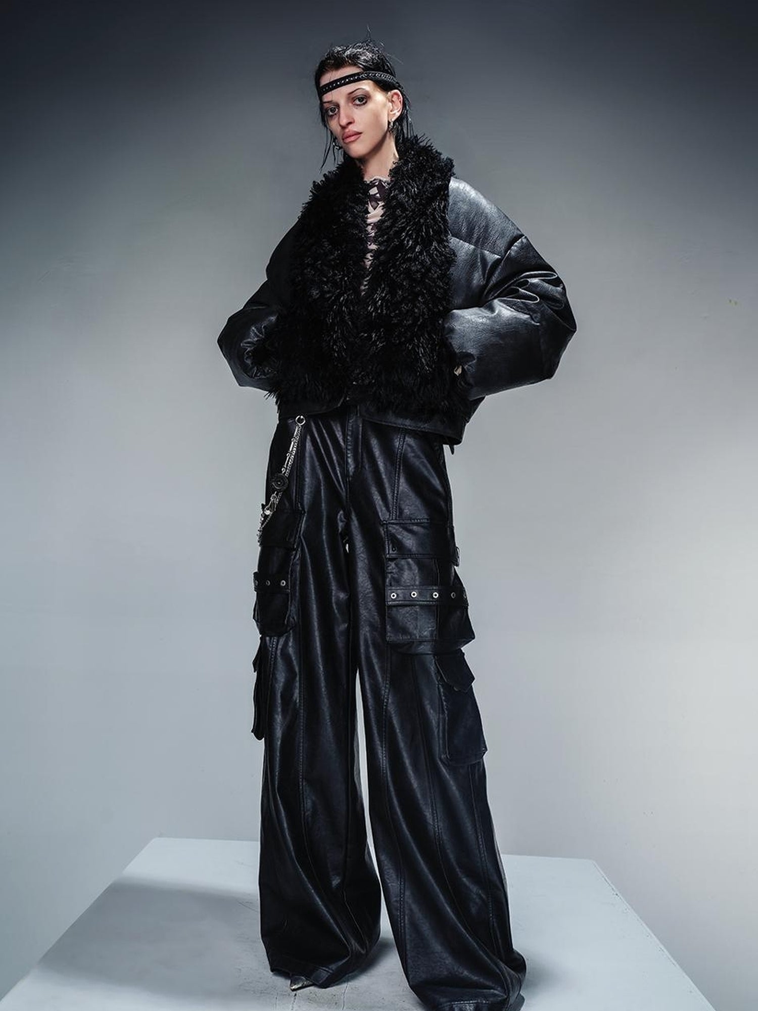 NN NORTH NODE Wild Ambition Wide Leg Leather Trousers