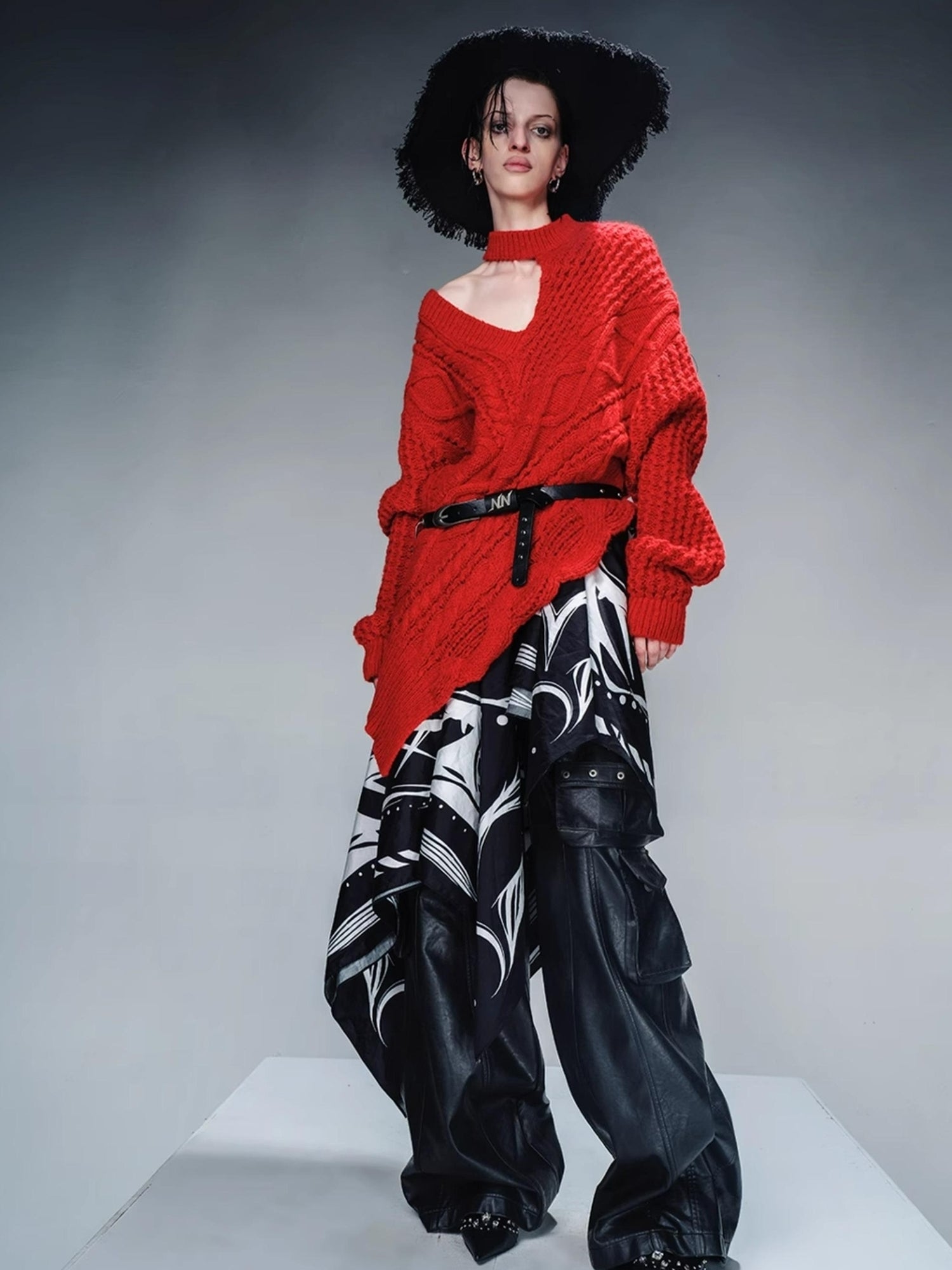 NN NORTH NODE Wild Ambition Wide Leg Leather Trousers