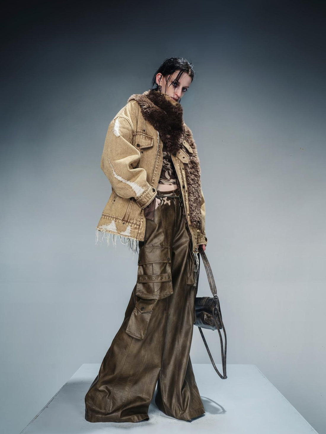 NN NORTH NODE Wild Ambition Wide Leg Leather Trousers