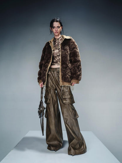 NN NORTH NODE Wild Ambition Wide Leg Leather Trousers