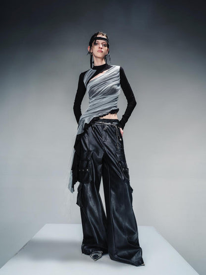NN NORTH NODE Wild Ambition Wide Leg Leather Trousers