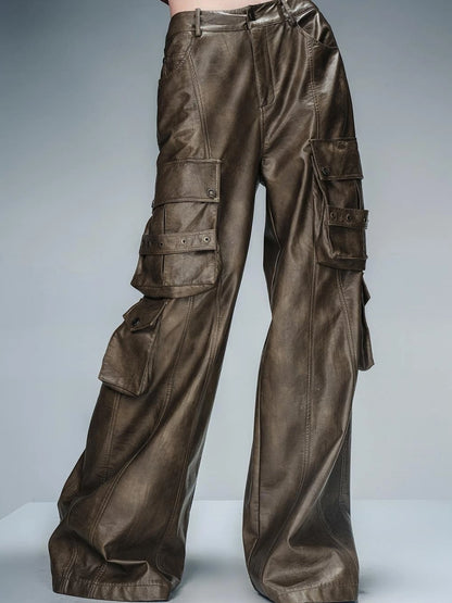 Wild Ambition Wide Leg Leather Trousers
